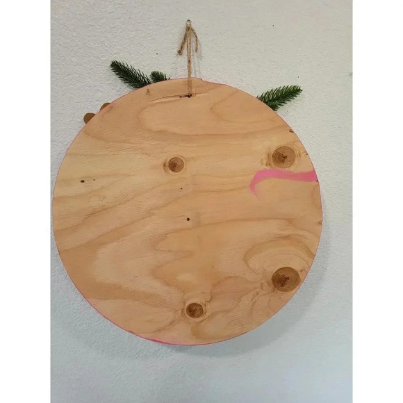 Gingerbread Kissed and Peppermint Wishes Wooden Round 15" Christmas‎ Door Hanger - Picture 5 of 5